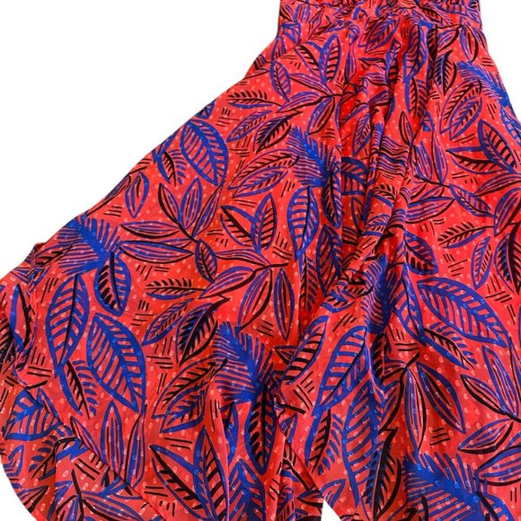 Alexis For Target Flowy Hem Leaf Print Dress Tie Shoulders Smocked Top Small - Picture 5 of 12